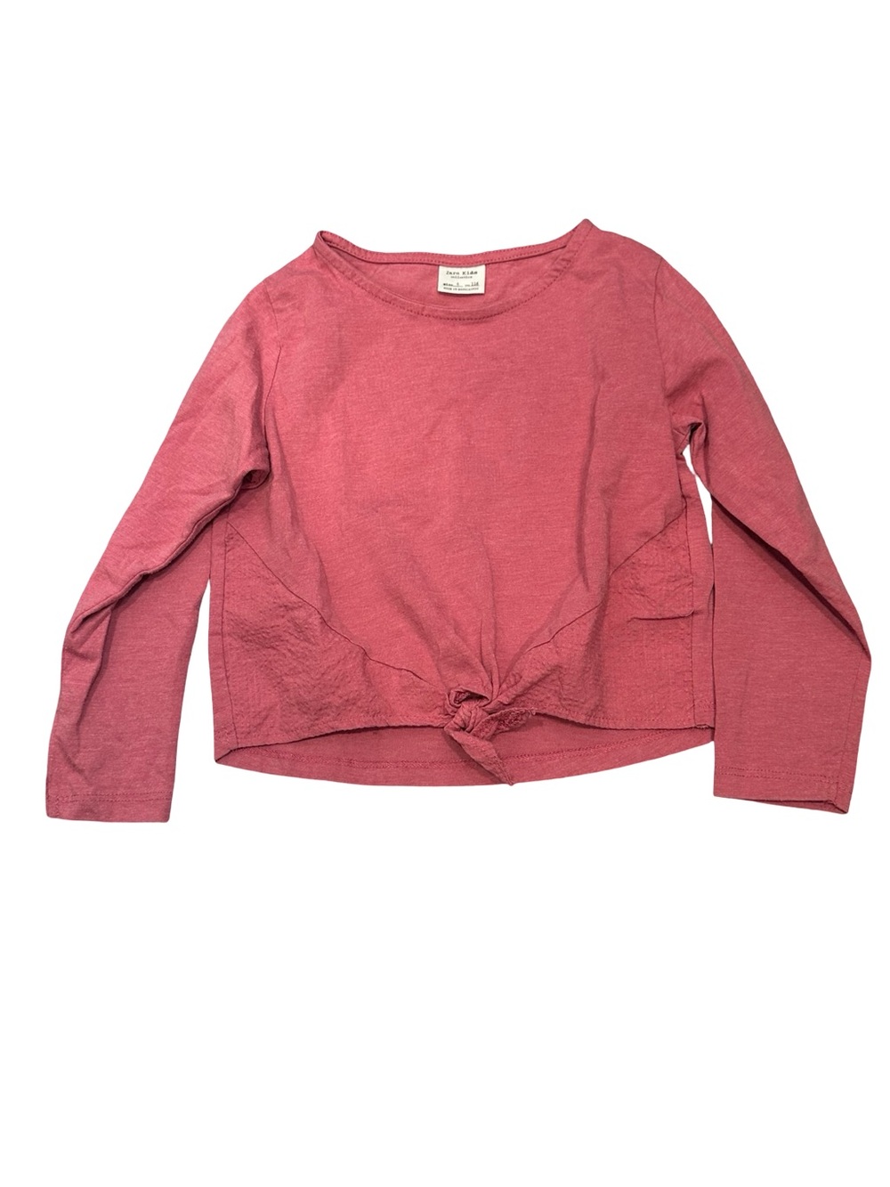 EUC Zara Girls' Size 6 Long Sleeve Tie-Front Top - Dusty Rose